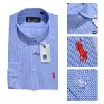 ralph lauren hommes createur chemises manche longue 2019U polo italie coton rayures caine cyan